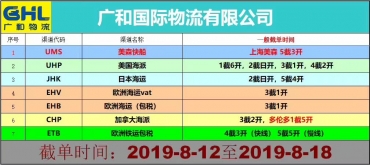 广和亚马逊FBA专线截单时间更新